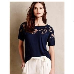 Anthropologie Baraschi Navy Blue Top